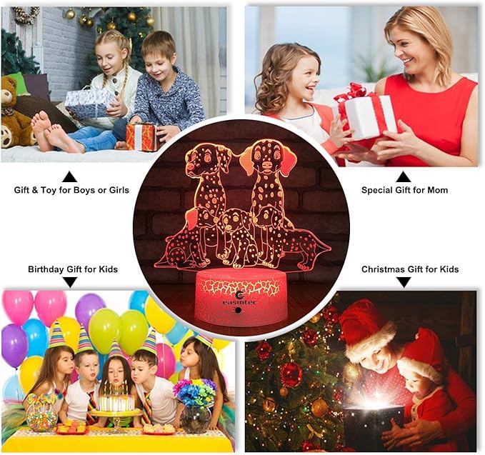 easuntec Dog Gifts for Women Dog Lamp with Remote & Smart Touch 7 Colors + 16 Colors Changing Dimmable Dog Gifts for Kids 3 4 5 6 7 8 9 Year Old Girl Gifts (5Dog 16WT) - LeafyLoom