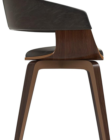 SIMPLIHOME Lowell 17 Inch Mid Century Modern Bentwood Dining Chair in Distressed Brown Vegan Faux Leather, for The Dining Room - LeafyLoom