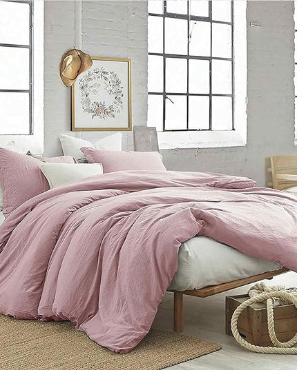 ETDIFFE Greyish Pink Comforter Set King Size, 3 Piece Aesthetic Modern Bedding Set - Soft & Lightweight All Season Microfiber Down Alternative Bed Comforter with 2 Pillow Shams for Women Girls - LeafyLoom