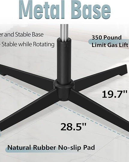 Armless Office Chair no Wheels, Ergonomic Wide Seat Swivel Desk Chair, Height Adjustable Cross Legged Comfortable Computer Chair for Living Room, Vanity Accent Chair LightBlue - LeafyLoom