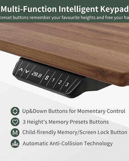 FEZIBO Triple Motor L-Shaped Electric Standing Desk, 63 Inches Height Adjustable Stand up Corner Desk, Sit Stand Workstation with Splice Board, Black Frame/Black Walnut Top - LeafyLoom