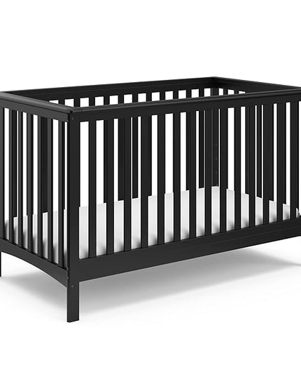 Storkcraft Hillcrest 4-in-1 Convertible Crib (Black) - Converts to Daybed, Toddler Bed, and Full-Size Bed, Fits Standard Full-Size Crib Mattress, Adjustable Mattress Support Base - LeafyLoom