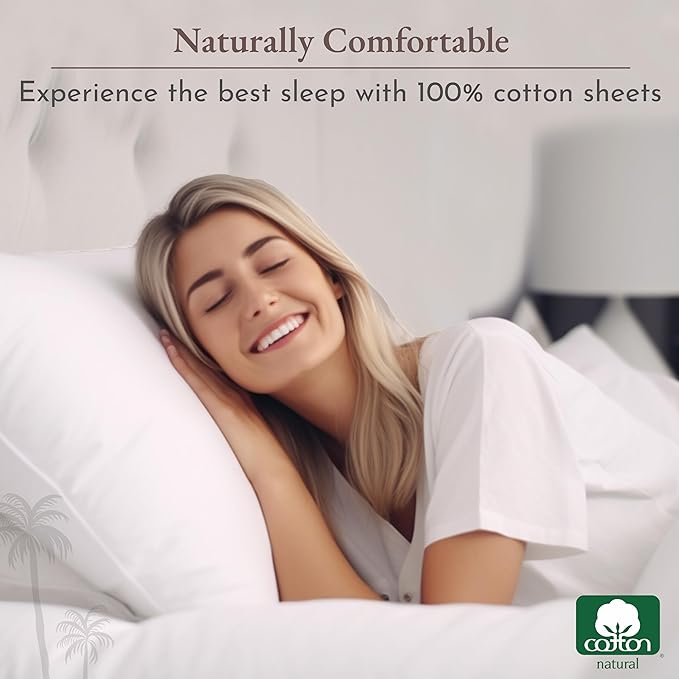 California Design Den Soft Cooling Sheets, 100% Cotton Sheets King Size Bed Sheets Set with Deep Pockets, 4 Piece Bedding & Pillowcases Set for Light Grey Sheets, King Sheets Set with Sateen Weave - LeafyLoom