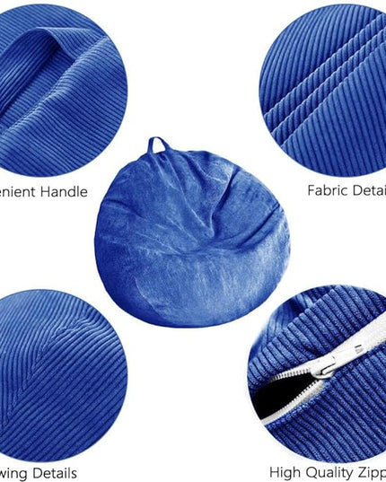 Stuffed Animal Storage Bean Bag Chair Cover (No Filler) Washable Ultra Soft Corduroy Bean Bag Cover for Organizing Plush Toys or Textile, Sack Bean Bag for Adults, Teens - LeafyLoom