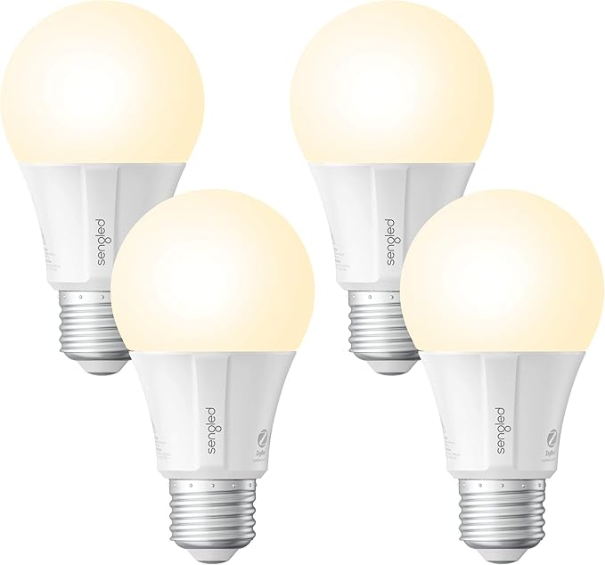 Sengled Smart Light Bulbs, Zigbee Hub Required, Works with Alexa and SmartThings, Voice Control with Google Home and Echo with built-in Hub, Soft White 60W Equivalent A19 Dimmable Smart Bulbs, 4-Pack Sengled