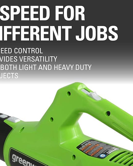 Greenworks 24V (90 MPH / 320 CFM / 125+ Compatible Tools) Cordless Axial Leaf Blower, 2.0Ah Battery and Charger Included - LeafyLoom