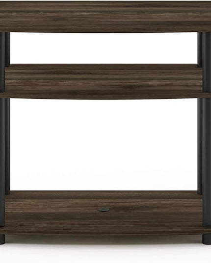 Furinno Turn-N-Tube No Tools 3-Tier Entertainment Center TV Stand for TV up to 32 Inch, Plastic Round Tubes, Columbia Walnut/Black - LeafyLoom