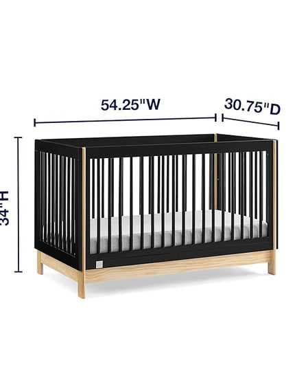 babyGap by Delta Children Tate 4-in-1 Convertible Crib TrueSleep Crib and Toddler Mattress (Bundle), Ebony/Natural - LeafyLoom