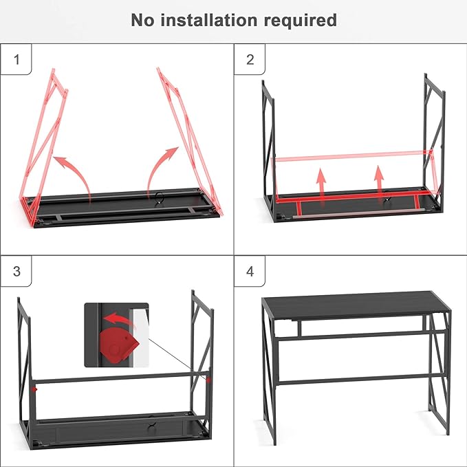 Elephance 40" Folding Computer Desk No Assembly Needed Foldable Small Home Office Desk Study Writing Desk Gaming Table for Small Space - LeafyLoom