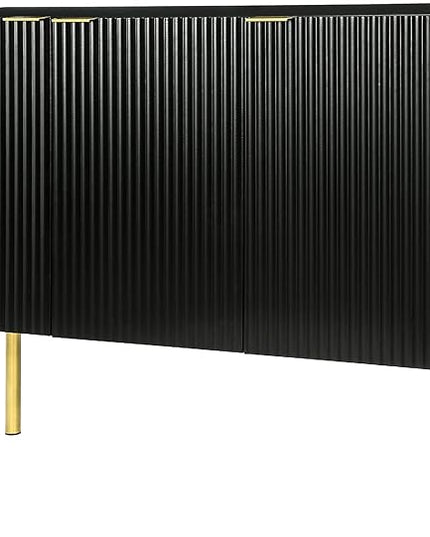 Modern Simple Sideboard with Particle Board & MDF,Luxury Style Buffet Cabinet,W/Gold Metal Legs and Handles,Adjustable Shelves,for Kitchen,Dining Room,Black, 47.2" - LeafyLoom