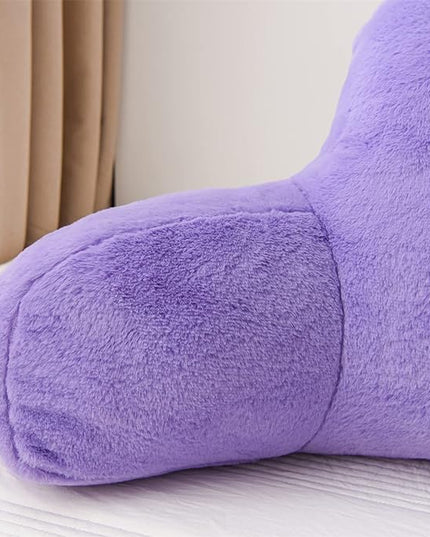 A Nice Night Faux Fur Reading Pillow Bed Wedge Large Adult Children Backrest with Arms Back Support for Sitting Up in Bed/Couch for Bedrest,LightPurple - LeafyLoom