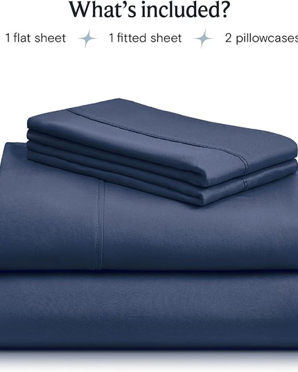 LuxClub Twin XL Sheets - Soft Kids Twin Bed Sheets for Boys and Girls, 4 PC Deep Pockets 18" Eco Friendly Wrinkle Free Kids Fitted Sheets Machine Washable Hotel Bedding Silky Soft- Navy Twin XL - LeafyLoom