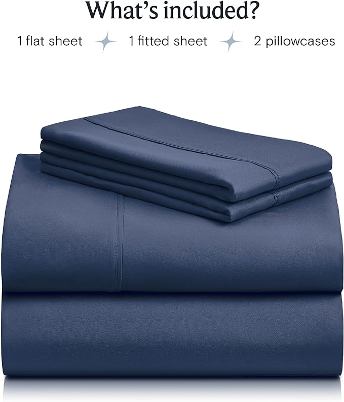 LuxClub Twin XL Sheets - Soft Kids Twin Bed Sheets for Boys and Girls, 4 PC Deep Pockets 18" Eco Friendly Wrinkle Free Kids Fitted Sheets Machine Washable Hotel Bedding Silky Soft- Navy Twin XL - LeafyLoom