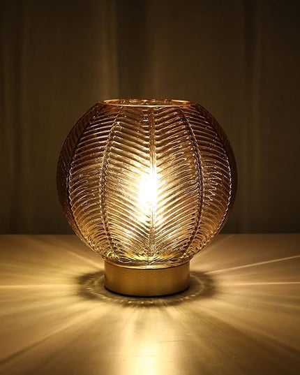 Battery Operated Lamp with Timer, Cordless Table Lamps with Led Bulb, Battery Powered Lamp Nightlight, Small Table Lamps for Living Room Decorative Beside Lamp for Corner Bedroom-Amber - LeafyLoom
