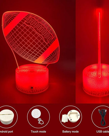 Football Night Lights for Kids, 3D LED Illusion Lamp 7 Colors Changing Nightlight with USB Powered, Touch & Remote Control Best Birthday Christmas Gifts for Boys Girls Kids Baby - LeafyLoom