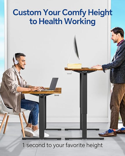 Standing Desk, Height Adjustable Desks with Powerful Motor and Cable Management,electric Sit Stand Desk with Hight Preset Design for Home Office Use 55x24 in Rustic Brown - LeafyLoom