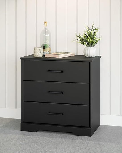 Prepac Three Drawer Nightstand, 16.25in x 27.5in x 26.75in, Rustic Black - LeafyLoom