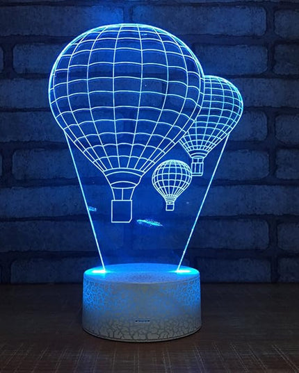 Hot Air Balloon Night Light 3D Visual LED Desk Lamp Fire Balloon Toy Household Home Room Decor 7 Colors Change Touch Table Light Birthday Gift Christmas Gift for Kids and Adult - LeafyLoom