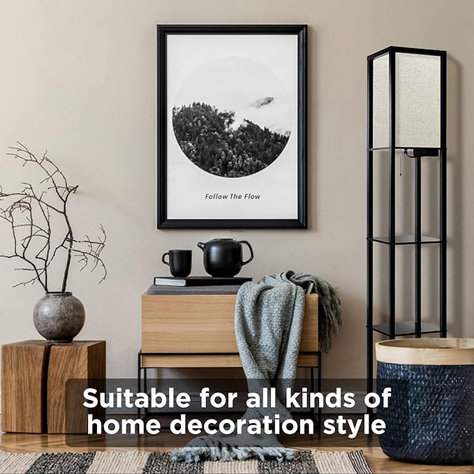 OUTON Linen Lamp Shade 16 x 8.5 x 8.5 inch for Shelf Floor Lamp (Beige) - LeafyLoom