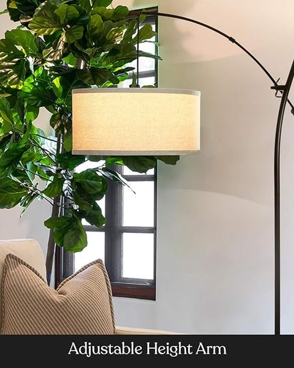 Brightech Grayson LED Floor Lamp, Modern Arc Lamp for Office & Living Room, Tall Lamp with Adjustable Arm, Standing Lamp in Industrial Style for Bedroom Reading - Black - LeafyLoom