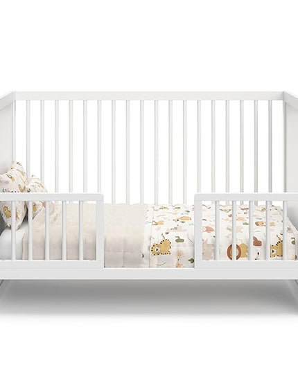 Storkcraft Calabasas 3-in-1 Convertible Crib (White) – GREENGUARD Gold Certified, Fits Standard Crib Mattress, Converts to Toddler Bed, Modern Style, Easy 30-Minute Assembly - LeafyLoom