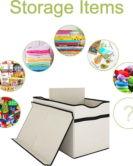 Toy Box Chest, Collapsible Sturdy Storage Bins with Lids, Extra Large Kids Toy Storage Organizer Boxes Bins Baskets for Kids, Boys, Girls, Nursery Room, Playroom, Closet (New Beige) - LeafyLoom