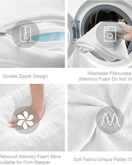 Cooling Pillows for Sleeping King Size Set of 2,Shredded Memory Foam Bed Pillow with Pillow Case-Double Sided Material,Adjustable Loft King Pillow for Side & Back Sleeper-Medium Firm - LeafyLoom