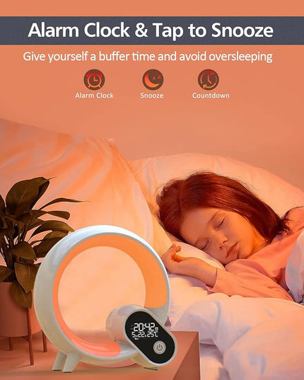 Smart Night Light for Kids,Wake Up Light Sunrise Alarm Clock,Ambient Light & Sleep Assistant White Noise Sound Machine Baby Night Light,App,Bluetooth Speaker,Snooze,Timer,Remote Control,Ideal for Gift - LeafyLoom
