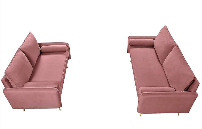 Kent Modern Sofa, European Style Velvet Living Room Furniture with Tapered Legs, Vintage Flair, and Sleek Design, Rose - LeafyLoom