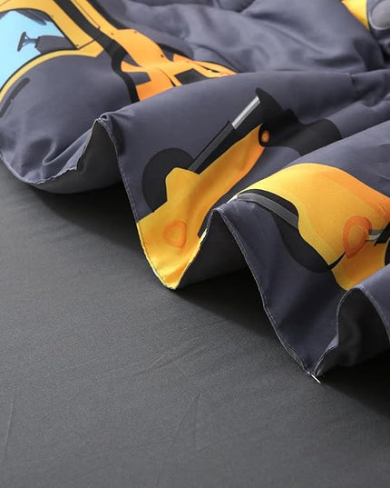 Wajade 7 Piece Construction Truck Kids Comforter Set for Boys Twin Size 3D Vehicles Excavator Cars Bedding Set for Kids Teens(1 Comforter, 1 Flat Sheet, 1 Fitted Sheet, 2 Pillowcase and 2 Pillow Sham) - LeafyLoom