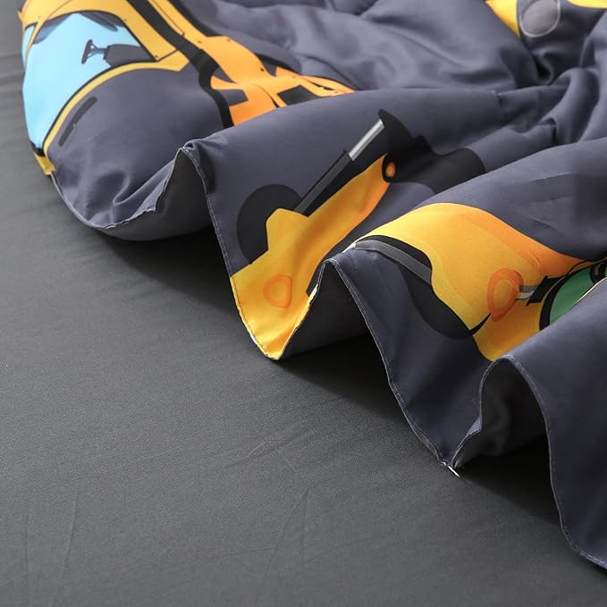 Wajade 7 Piece Construction Truck Kids Comforter Set for Boys Twin Size 3D Vehicles Excavator Cars Bedding Set for Kids Teens(1 Comforter, 1 Flat Sheet, 1 Fitted Sheet, 2 Pillowcase and 2 Pillow Sham) - LeafyLoom