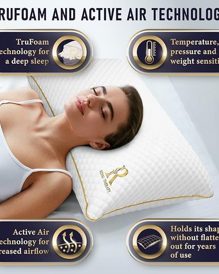 Royal Therapy 4-Pack King Memory Foam Pillow, Adjustable Shredded Pillow for Neck & Shoulder Pain Relief, Support for Back, Stomach, Side Sleepers - LeafyLoom
