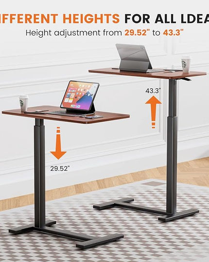 DUMOS Standing Rolling Desk Adjustable Height, Mobile Desk with Wheels Mobile Laptop Desk for Office, Home and Study - LeafyLoom