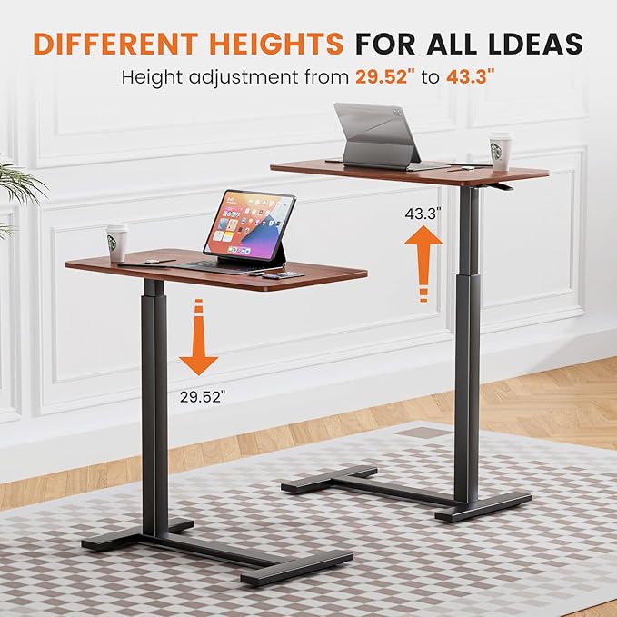 DUMOS Standing Rolling Desk Adjustable Height, Mobile Desk with Wheels Mobile Laptop Desk for Office, Home and Study - LeafyLoom