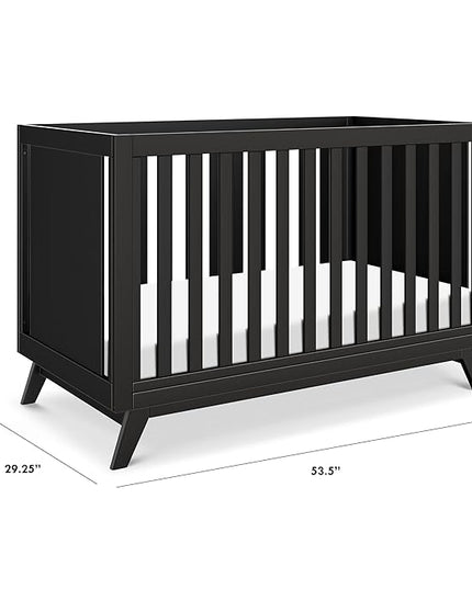 DaVinci Otto 3-in-1 Convertible Crib in Ebony, GREENGUARD Gold Certified - LeafyLoom
