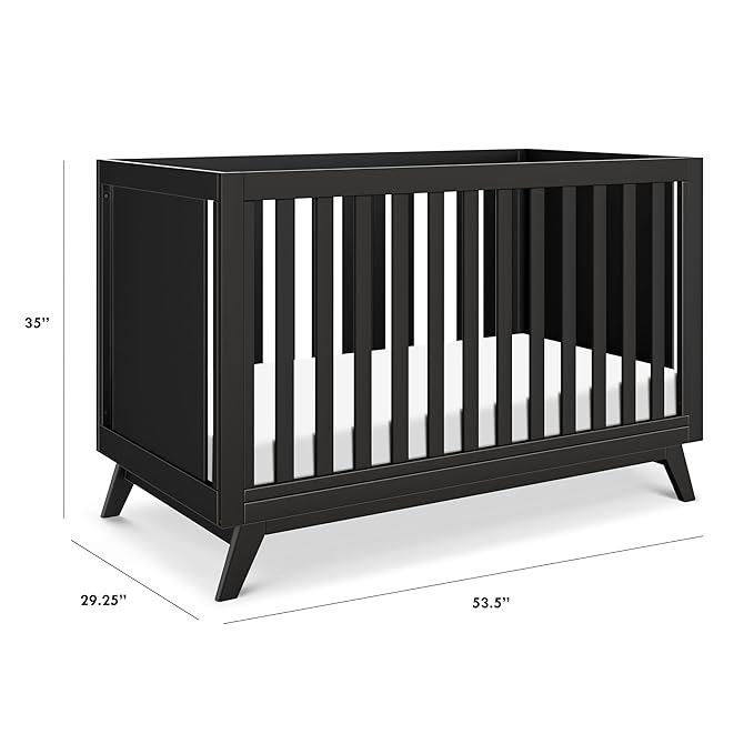 DaVinci Otto 3-in-1 Convertible Crib in Ebony, GREENGUARD Gold Certified - LeafyLoom