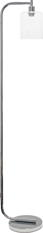 Simple Designs LF1036-CHR Antique Style Industrial Iron Lantern Floor Lamp with Glass Shade, Chrome - LeafyLoom