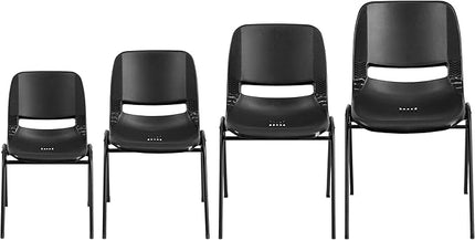 Flash Furniture HERCULES Series 440 lb. Capacity Kid's Black Ergonomic Shell Stack Chair with Black Frame and 12" Seat Height, Set of 1 - LeafyLoom