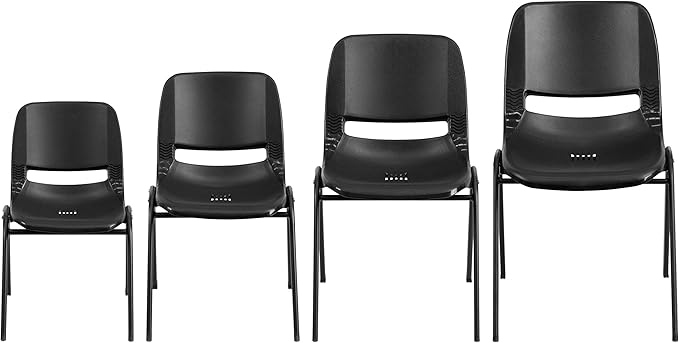 Flash Furniture HERCULES Series 440 lb. Capacity Kid's Black Ergonomic Shell Stack Chair with Black Frame and 12" Seat Height, Set of 1 - LeafyLoom