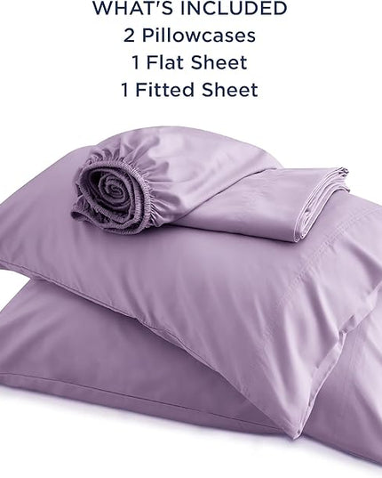 Bedsure Full Size Sheets, Cooling Sheets Full, Rayon Derived from Bamboo, Deep Pocket Up to 16", Breathable & Soft Bed Sheets, Hotel Luxury Silky Bedding Sheets & Pillowcases, Lilac - LeafyLoom