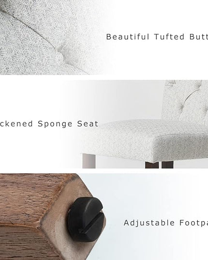 COLAMY Button Tufted Dining Chairs Set of 2, Parsons Upholstered Fabric Dining Room Chairs Kitchen Chairs with Wood Legs and Padded Seat, Ripple - LeafyLoom