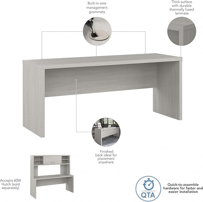 Bush Business Furniture Echo Computer Desk, 72W, Gray Sand - LeafyLoom
