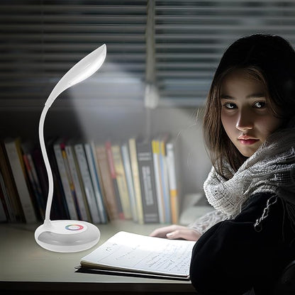 LED Gooseneck Desk Lamp, Office Desktop Lamp 3 Dimming Level, Touch Control, Battery Charging Table Lamp Adjustable Study Desk Lamp, Energy Saving Lamp Reading Light - LeafyLoom