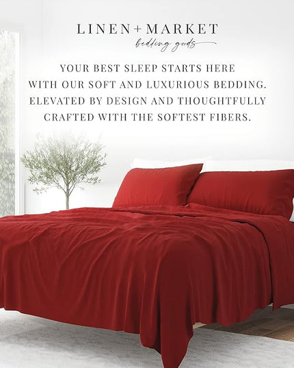 Linen Market Bed Sheets for King Size Bed (Burgundy) - Sleep Better Than Ever with These Soft and Cooling King Sheets - Deep Pocket Fits 16" Thick Beds - 4 Piece King Sheet Set - LeafyLoom