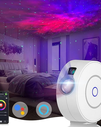 CHIGIH Smart Galaxy Star Projector,LED Starry Sky Night Light ,Nebula Ceiling Night Light App & Voice Controlled for Gaming Room,Bedroom,Home Theater,Camp Tent lightupforyouinCHIGIH