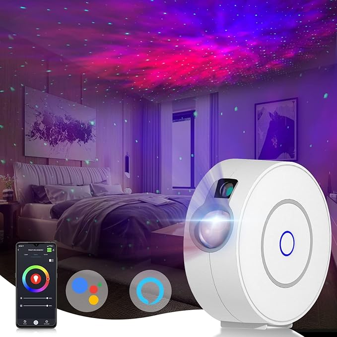 CHIGIH Smart Galaxy Star Projector,LED Starry Sky Night Light ,Nebula Ceiling Night Light App & Voice Controlled for Gaming Room,Bedroom,Home Theater,Camp Tent lightupforyouinCHIGIH