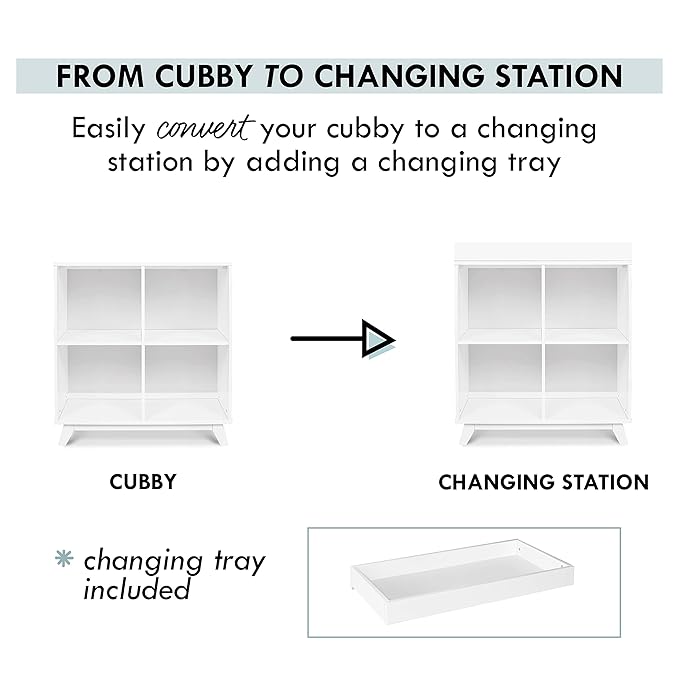 DaVinci Otto Convertible Changing Table and Cubby Bookcase in White - LeafyLoom