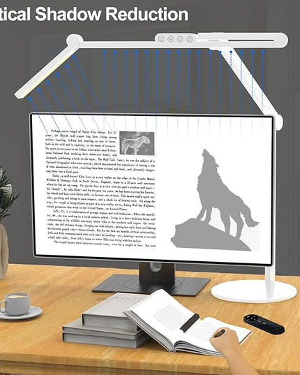 Micomlan Architect Desk Lamp for Home Office, 24W Adjustable Led Desk Light with Remote, 1500LM Bright Dimmable Computer Table Light Rotatable Office Lamp with Base for Cafting Monitor - LeafyLoom