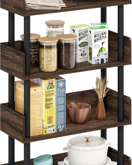 Furinno Turn-N-Tube 4-Tier Toolless Freestanding Multipurposes Display Rack, Walnut - LeafyLoom