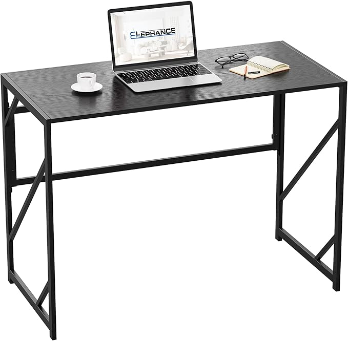 Elephance 40" Folding Computer Desk No Assembly Needed Foldable Small Home Office Desk Study Writing Desk Gaming Table for Small Space - LeafyLoom